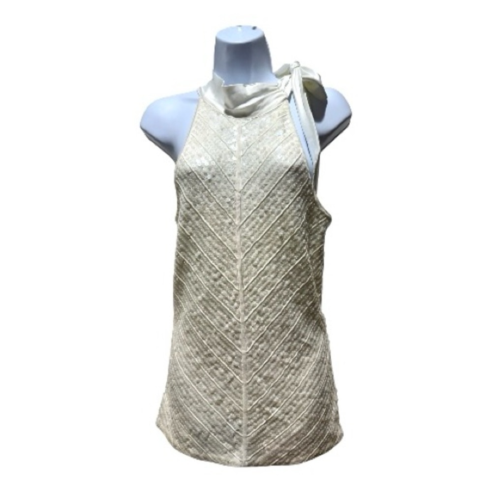 White House Black Market Sequin Halter Top Cream Size S